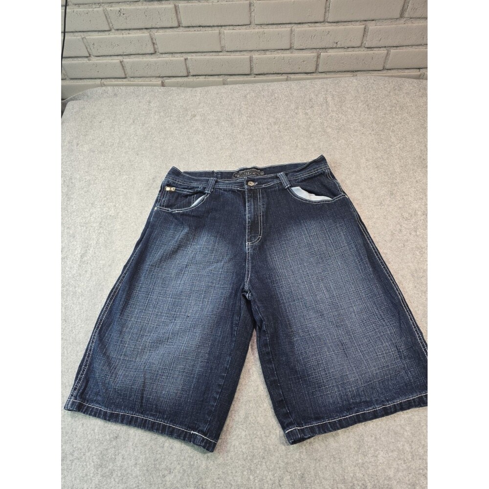 Southpole Denim Shorts Mens Size 38 Dark Blue Baggy Relaxed Fit Jean Shorts